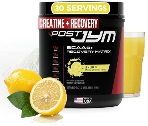 Post JYM Active Matrix Amino Recovery Powder | Pure Creatine HCL, BCAA’s, Glutamine, Carnitine, Betaine, Taurine for Maximum Strength, Repair, Definition, Performance | Lemonade Flavor 30 Servings