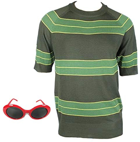 OEM Conjunto de suéter + Gafas de Sol de Kurt Cobain, Camisa de Manga Corta Verde, Disfraz Nirvana (M, Rojo)