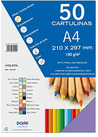 Dohe - Set Di 50 Cartoncini, Formato A4 viola