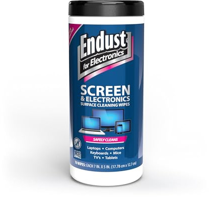 Endust for Electronics; Screen & Surface Cleaning Wipes, Great LCD and Plasma Wipes, 70 Wipes (11506)