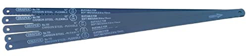 Draper 300mm 5 Piece Hacksaw Blades | Carbon Steel Saw Accessories | 18 TPI to 24TPI | Metal Cutting Blades | 74118