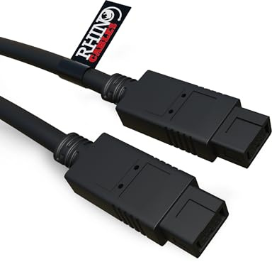 rhinocables 9-Pin to 9-Pin IEEE 1394B FireWire Cable – 800 Mbps High-Speed Lead for RAID Storage, External Hard Drives, PCs & Legacy AV Devices | Shielded Hot-Swap Plug-and-Play Design (3m)