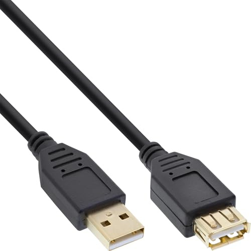 InLine® USB 2.0 Extension Cable Type A male to A female gold plated black 10m