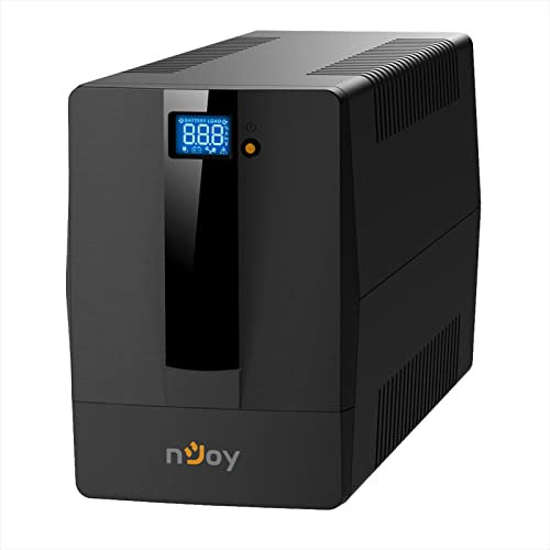 nJoy Horus Plus 1000VA Gruppo di Continuità 600 Watt, Line Interactive, Onda Sinusoidale Simulata, Display LCD, Touch Screen, AVR, USB, 4 Uscite Shuko, Rj11 RJ45 In/Out, 2 Batterie - Garanzia 3 Anni