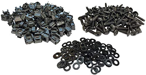RackGold 10-32 Cage Nut & Screws W/Washers 100-Pack