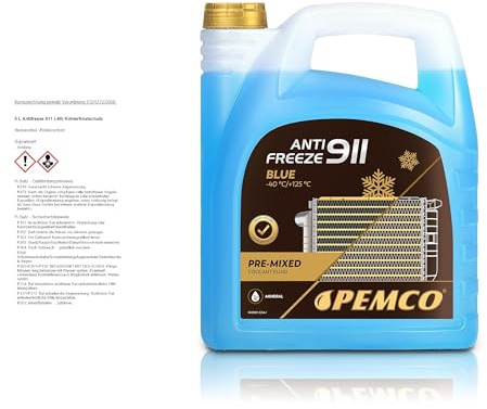 Pemco 911 - Antigelo per radiatore blu G11, 5 litri, protezione antigelo fino a -40° C, VAG TL774C