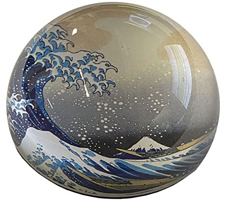 Papiergewicht aus edlen Glas in Geschenkbox Hokusai Wave