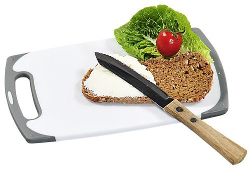 2 tablas de trinchar, Rutsch-Stopp, tabla de cortar, tabla de desayuno, de plástico, tamaño: aprox. 250 x 150 x 10 mm, en color gris.