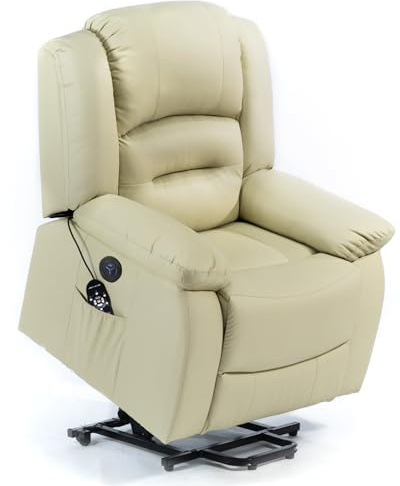 ECODE® Sillón Relax Reclinable Electrico de Cuero PU con Levanta Personas, 10 Vibro Motores, Calor Lumbar, 9 Modos de Masaje, Mando, Temporizador Personas Mayores