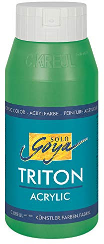 KREUL 17006 - Solo Goya Triton Acrylfarbe permanentgrün, 750 ml Flasche, schnell und matt trocknend, Farbe auf Wasserbasis, in Studienqualität, vielseitig einsetzbar, gut deckend und ergiebig