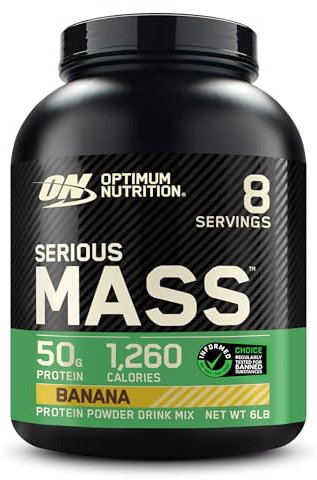 Optimum Nutrition Serious Mass Protein Powder High Calorie Mass Gainer with Vitamins, Creatine Monohydrate and Glutamine, Banana, 8 Servings, 2.73kg, Packaging May Vary