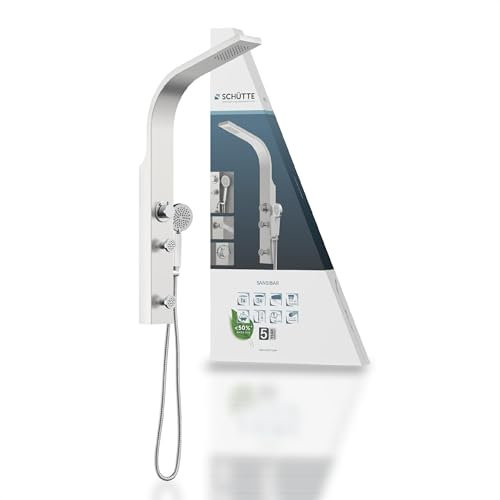 Schütte 60085 60085-Pannello Acciaio Inox Senza Rubinetto, Sistema Pioggia, Supporto da Parete e doccetta, Set Completo per la Doccia