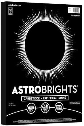 Astrobrights Color Cardstock, 65 lb Cover Weight, 8.5 x 11, Eclipse Black, 100/Pack
