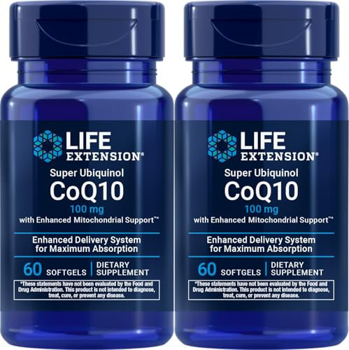 Life Extension Super Ubiquinol CoQ10 med förbättrad mitochondrial support 100 mg 60 mjuka gels