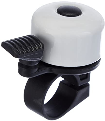 FISCHER Fahrradglocke, Fahrradklingel Mini, aus hochwertigem Stahl, Durchmesser 22mm, weiß