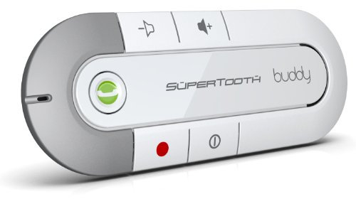 SUPERTOOTH Buddy Handsfree Bluetooth Visor Speakerphone Car Kit for Smartphone Devices, Compatible with iPhone, Samsung, Huawei, Google and Other Mobile Smartphones - White