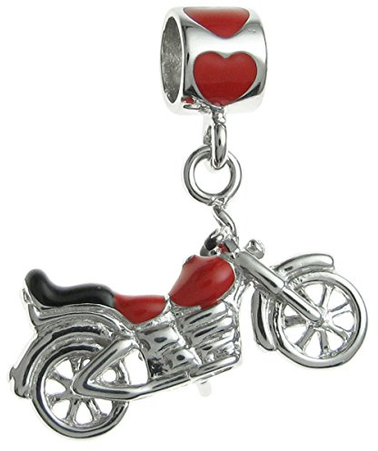 Queenberry Charm-Anhänger aus Sterlingsilber, Motorrad-Emaille, europäischer Stil