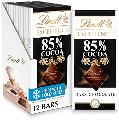 Lindt EXCELLENCE 85% Cocoa Dark Chocolate Candy Bar, 3.5 oz., 12 Pack