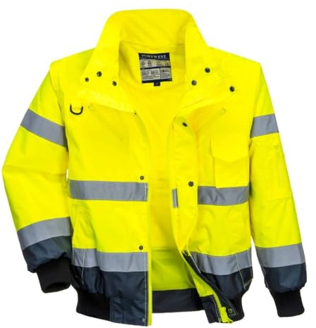 Portwest - HI-Vis Safety Workwear Contrast Bomber Jacket Yellow/Navy XSmall
