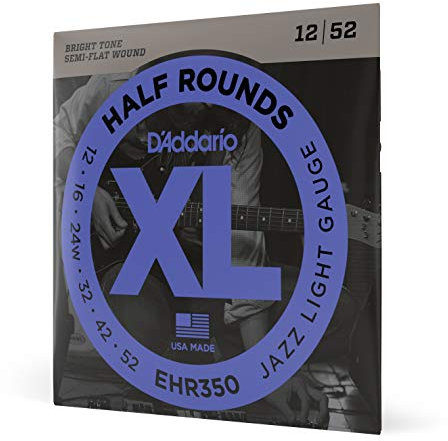 D'Addario E Gitarren Saiten | Gitarrensaiten E Gitarre | E Gitarre Saiten | Electric Guitar Strings | EHR350 XL Jazz Saitensatz 0,03 cm - 0,132 cm (.012 - .052 Zoll)