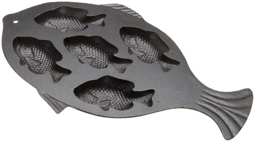 Old Mountain 10145 Fish Impression Cornbread Pan, Cast Iron, Black, 16.25 Inch