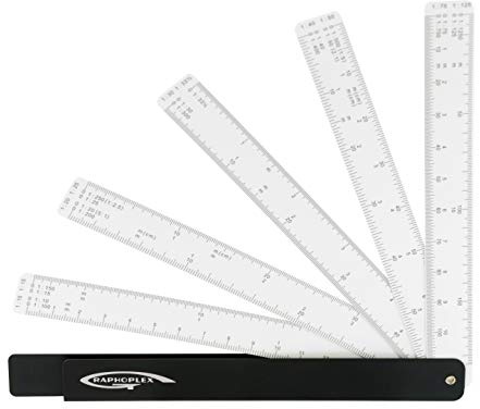 GRAPHOPLEX Regle 15 cm Réduction en Éventail - 10 Échelles de Conversion - Réglets Souples et Graduations Précises - Materiel Mesure Rigide - Architecte, Étudiant, École - Trace, Coupe - Précision