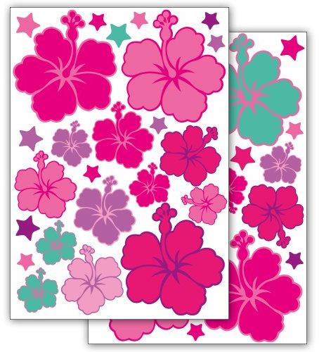 Motoking Fahrradaufkleber Hibiskus 45 Aufkleber im Sticker Set