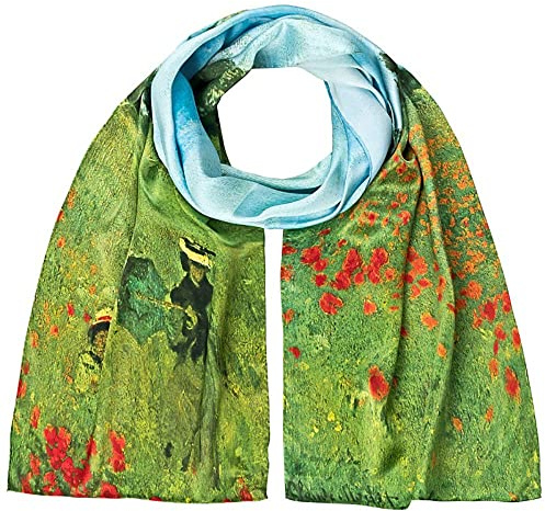 VON LILIENFELD® Foulard Soie Claude Monet : Champ de coquelicots Femme Fleur Écharpe Cache-Nez Art