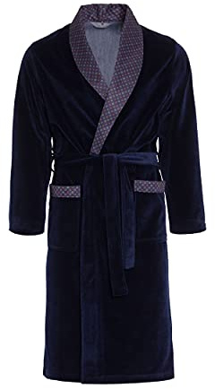 Robe de chambre pour hommes Revise RE-101 – Velours – Bleu foncé – L