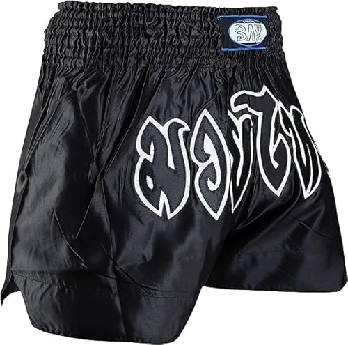 BAY Remy Thaiboxhose Schwarz kurz für Kinder und Erwachsene XL
