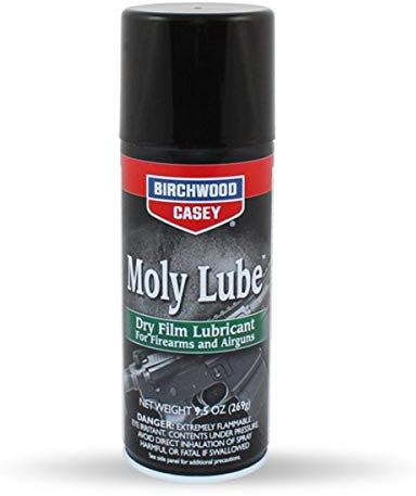 BIRCHWOOD CASEY Moly Lube Dry Film Gun Lubricant, 9.5oz Aerosol, Fast-Drying Long-Lasting Spray for Internal Lubrication of Moving Metal Gun Parts