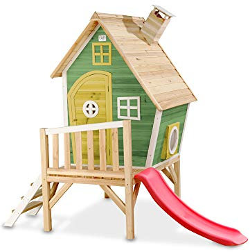 EXIT Fantasia 300 Cabane pour Enfant en Bois sur pilotis Vert/Rose/Blanc EN-71 570 x 1 930 x 140 mm