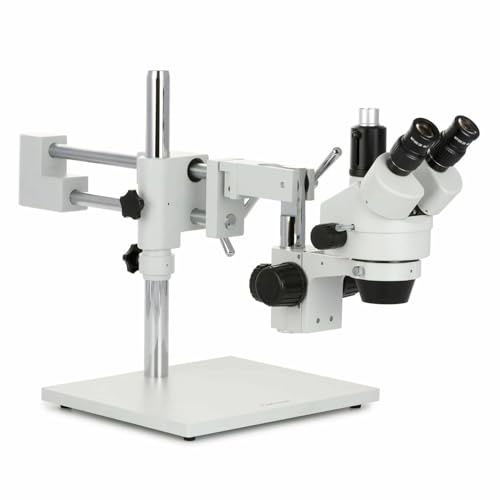 Microscope trinoculaire stéréo 3,5X-45X avec anneau lumineux 4 zones 144 LED