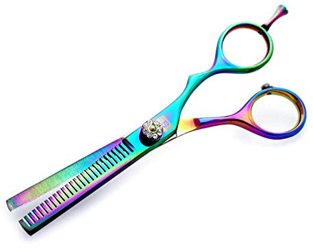 Profesional tijeras para entresacar, con estuche, diseño arcoíris, 14 cm