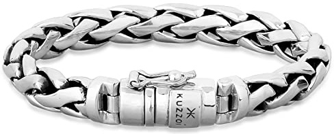 Kuzzoi Silberarmband Herrenarmband aus massivem 925er Sterling Silber, Breite 10 mm, Länge 21 cm, 335105-021