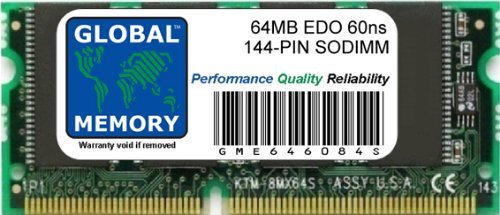 GLOBAL MEMORY 64 MB 60 ns 144 Pin EDO SODIMM Speicher RAM für Laptops/Notebooks