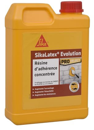 SIKA - Résine d'adhérence - SikaLatex Evolution - Résine d'accrochage pour l'adhérence et l'étanchéité des mortiers et enduits - Prêt à l'emploi - Limite le risque de fissuration - 2L - Blanc