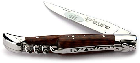 Laguiole en Aubrac Taschenmesser mit Korkenzieher L0312AMIF 12 cm, Griffschalen Schlangenholz, Klinge 10 cm glänzend, Backen glänzend