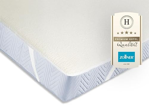 ZOLLNER Matratzenschoner - Topper mit praktischen Eckgummis - für Allergiker geeignet – Baumwolle - waschbar bis 95°C - 100x200 cm - Hotelqualität