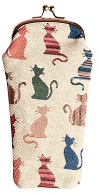 Signare Tapestry Glasses Case for Women Eyeglass Case with Animal and Pet Design (Cheeky Cat, GPCH-CHEKY)