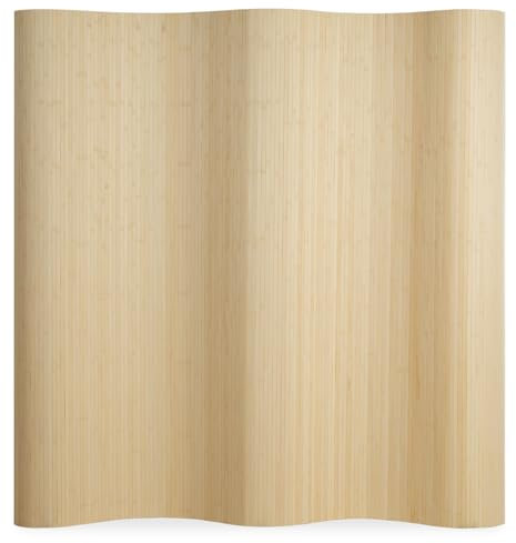Homestyle4u Paravent Raumteiler Innen 200cm hoch Bambus Natur Wellenform Trennwand Sichtschutz Stehend | Artikel 303