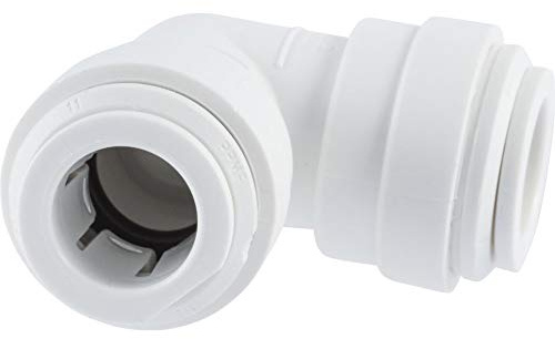 John Guest Speedfit 3/8 Inch OD Union 90 Degree Elbow Connector, Push to Connect Plastic Plumbing Fitting, PP0312WP