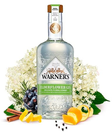 Warner’s Elderflower Flavoured Gin 70cl, Premium Fruit Gin, Great for Gin Gifts, Natural Gin Made With Real Elderflower, Ideal For Gin Based Cocktails Including Gin & Tonic, Tom Collins, or a Martini