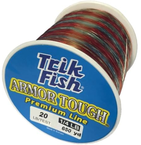 TrikFish Armor Tough Camouflage Monofilament Fishing Line - Stealthy & Strong - Camo Monofilament Line for Freshwater & Saltwater Fishing - Bulk 1/4LB Spool of Mono