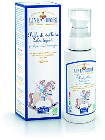 Helan Linea Bimbi - Liquid Talcum Powder for Babies with Vitamin E, Sweet Almond Oil, Calendula - Gentle & Moisturising Baby Powder for Body Massage, Baby Essentials for Newborn - Made in Italy, 100 g