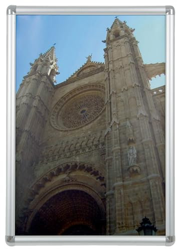 FRANKEN Wechselrahmen, Standard A2 Plakatrahmen, Aluminium-Klapprahmen 25 mm breit, Info-Rahmen für den Innenbereich in Büro, Schule, Restaurant, Hotel, öffentliche Einrichtungen, BS0703