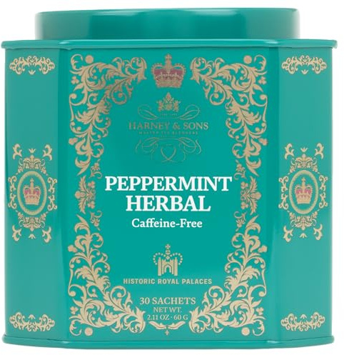 Harney & Sons Master Tea Blender Peppermint Herbal Fine Tea Classic Tin - Caffeine-Free Herbal, 30 Sachets, 1.9 Ounce