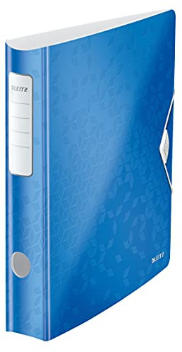 Leitz Qualitäts-Ordner 180° Active WOW, A4, Schmal, Abgerundeter Rücken, 6,5 cm breit, Gummibandverschluss, Leichtes Polyfoam, Plastik-Ordner, WOW Serie, Blau, 11070036