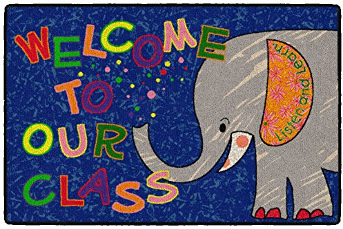 Flagship Carpets Childrens Multicolor Welcome Mat for Classroom or Kids Home School Room, Kids Room and Playroom or Entryway Rug, 2' x 3', Elephant