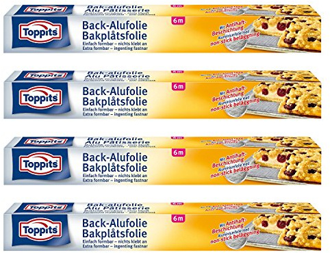 Toppits Back-aluminiumfolie (6 m x 37 cm), 4-pack (4 x 6 meter)